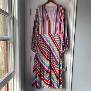 Boden US 16/18 Colorful Striped Dress Pleated Skirt